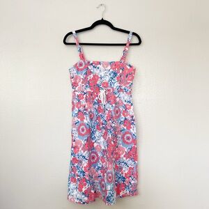 Lily Pulitzer Spaghetti Strip Pink & Blue Floral Cotton Summer Sun Dress